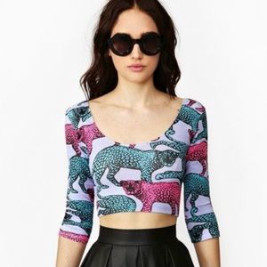 Nasty Gal Neon Leopard Print Crop Top